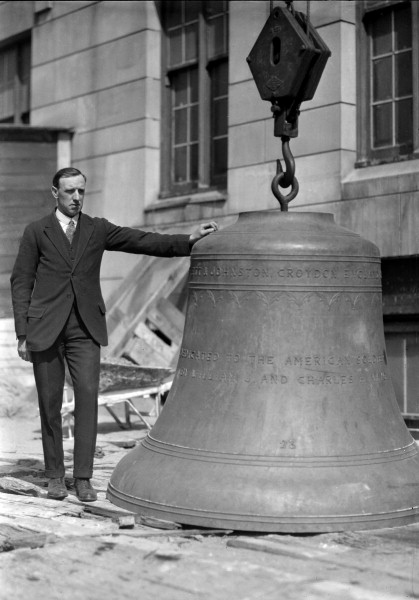 The largest bell is nearly 6 feet high and weighs 7,840 lbs.